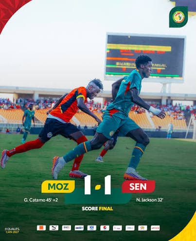 Illustration : Éliminatoires CAN 2027 : Tenu en échec au Mozambique (1-1), le Sénégal s'installe à la 2e place derrière le Soudan