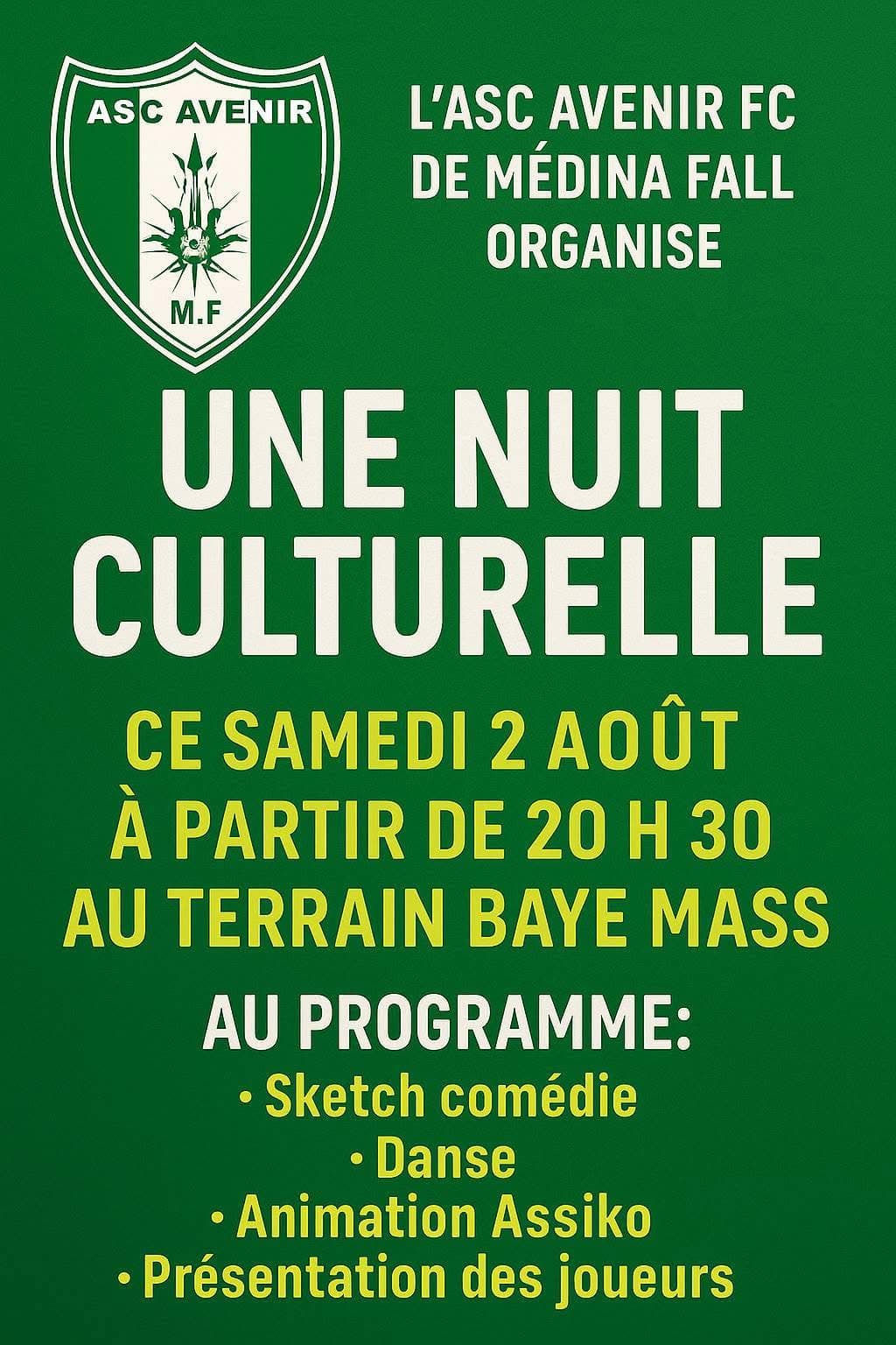 ASC Avenir de Medina Fall Organise une Nuit culturelle 