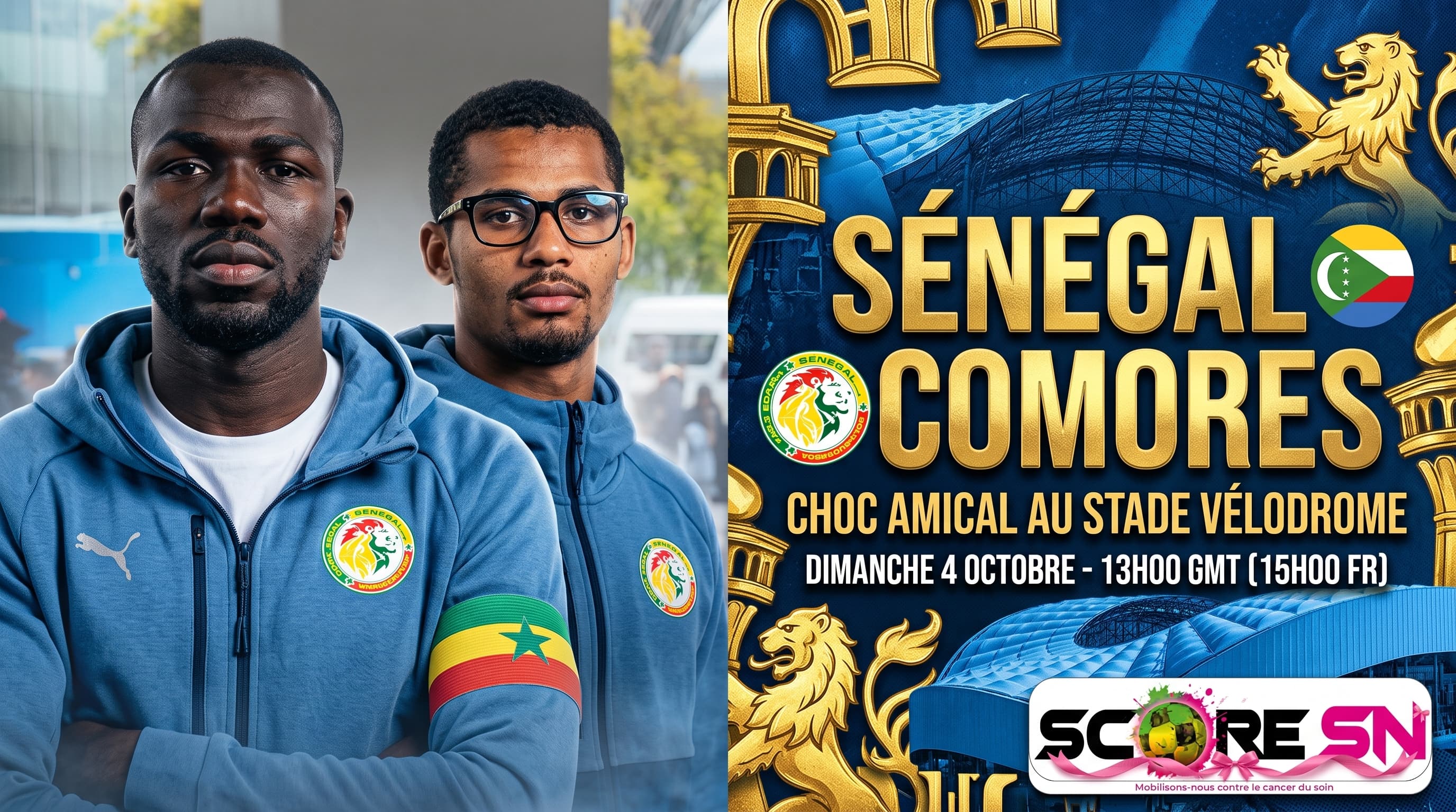 Illustration : Les Lions à Marseille : Veille de choc amical contre les Comores au Vélodrome, Niakhaté forfait, retours de Sarr et Ndiaye