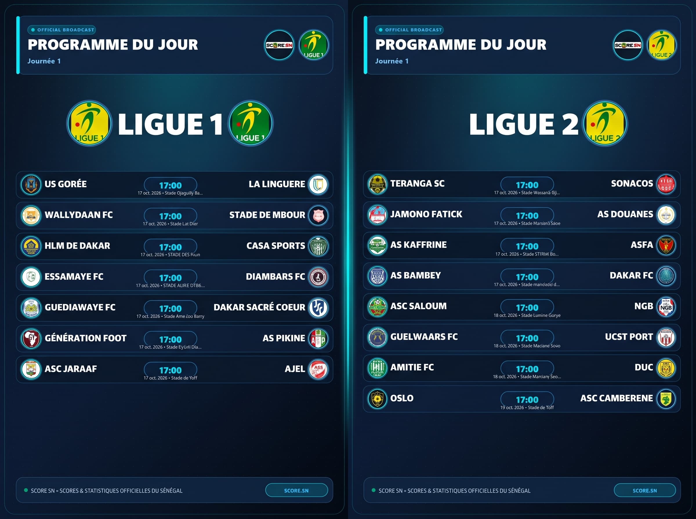 Jour J pour le football sénégalais : Coup d'envoi officiel de la Ligue 1 et de la Ligue 2 à 16h30 GMT
