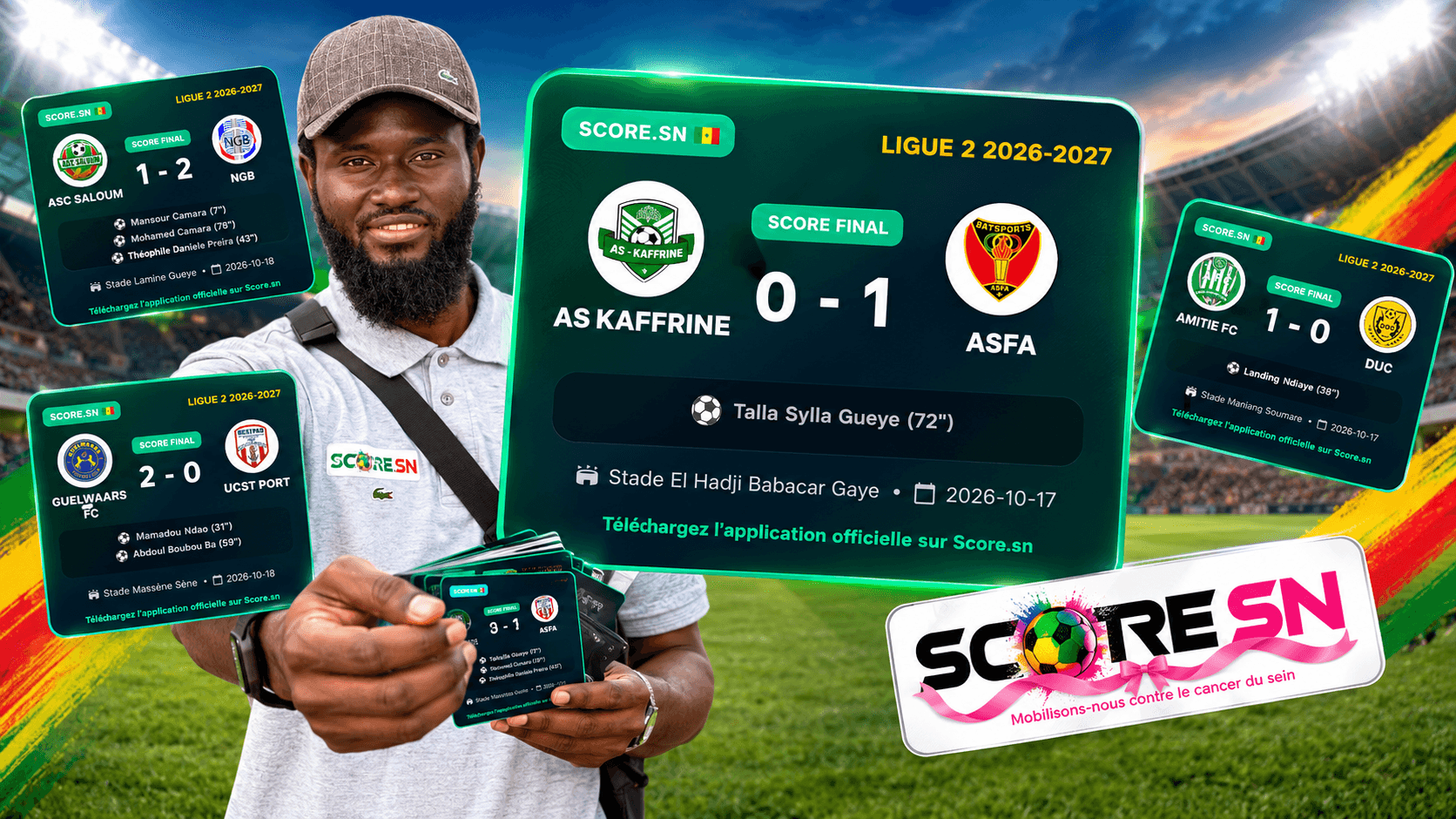 Illustration : Ligue 2 Sénégal (J1) : L'ASFA Réussit Son Grand Retour, Batailles dans les Régions et Clôture à Yoff ce Lundi